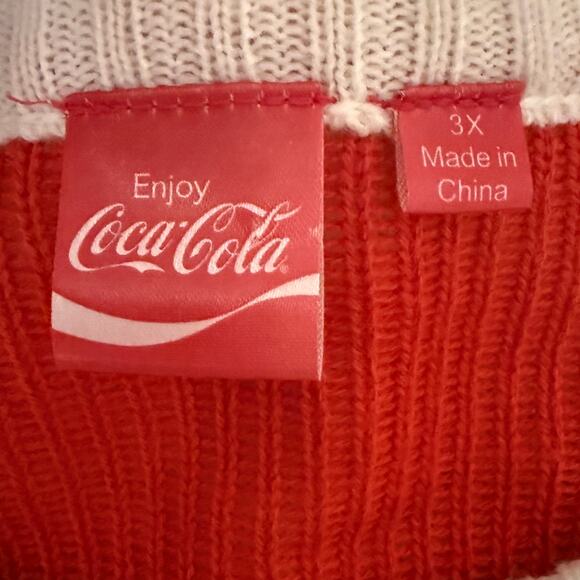 Coca Cola Polar Bear Holiday Sweater Women 3X Black Red White Christmas Knit - Picture 4 of 7